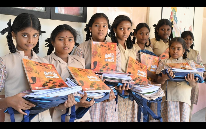 Distribution of learning materials to school students